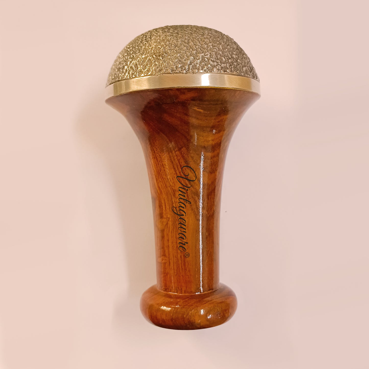 Kansa Scrub Vatki With Wooden Handle (Natural Brown) - Vintageware