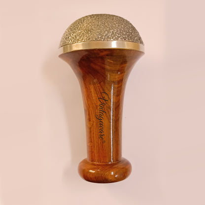 Kansa Scrub Vatki With Wooden Handle (Natural Brown) - Vintageware