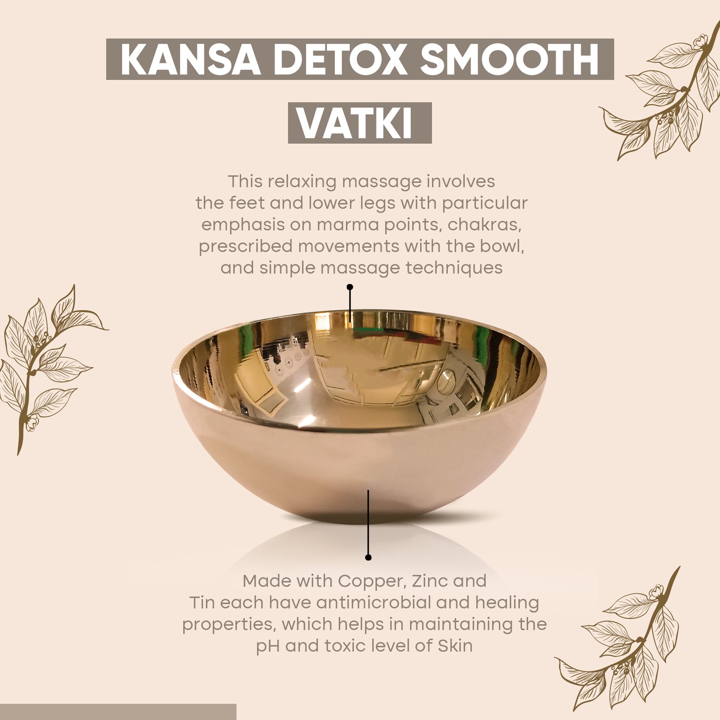 Kansa Smooth Plain Vatki For Foot Masssage - Vintageware