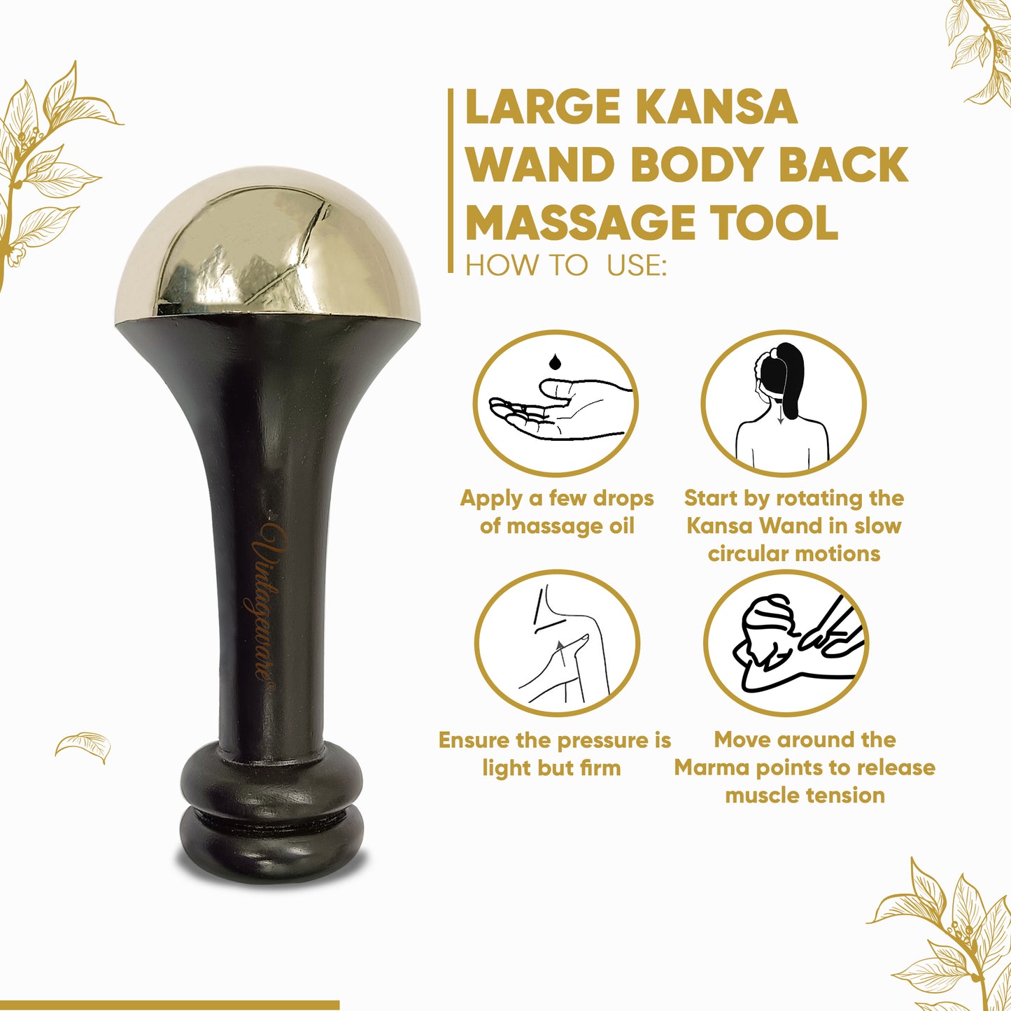 Kansa Wand Back Massager (Dark Brown, Large) - Vintageware