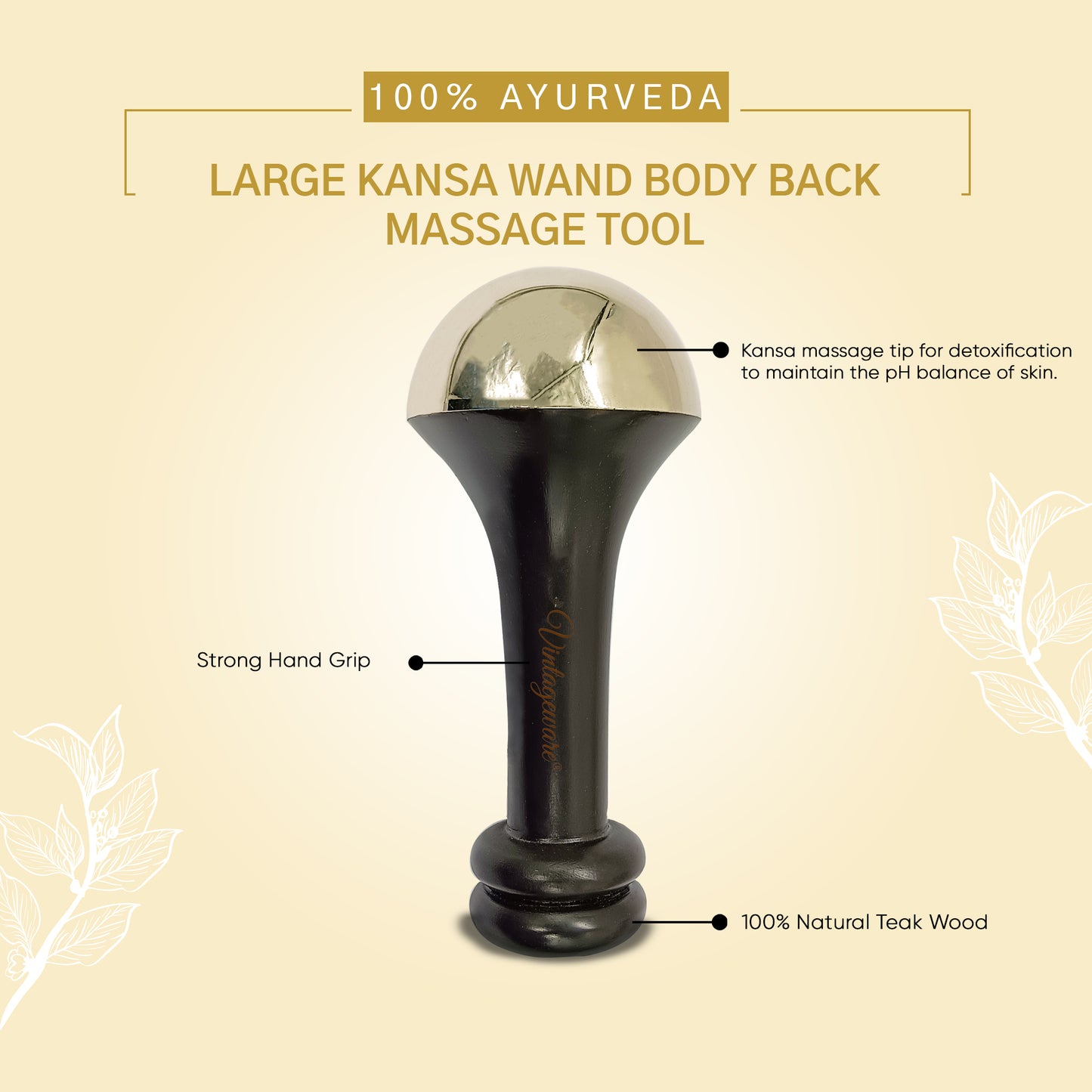 Kansa Wand Back Massager (Dark Brown, Large) - Vintageware