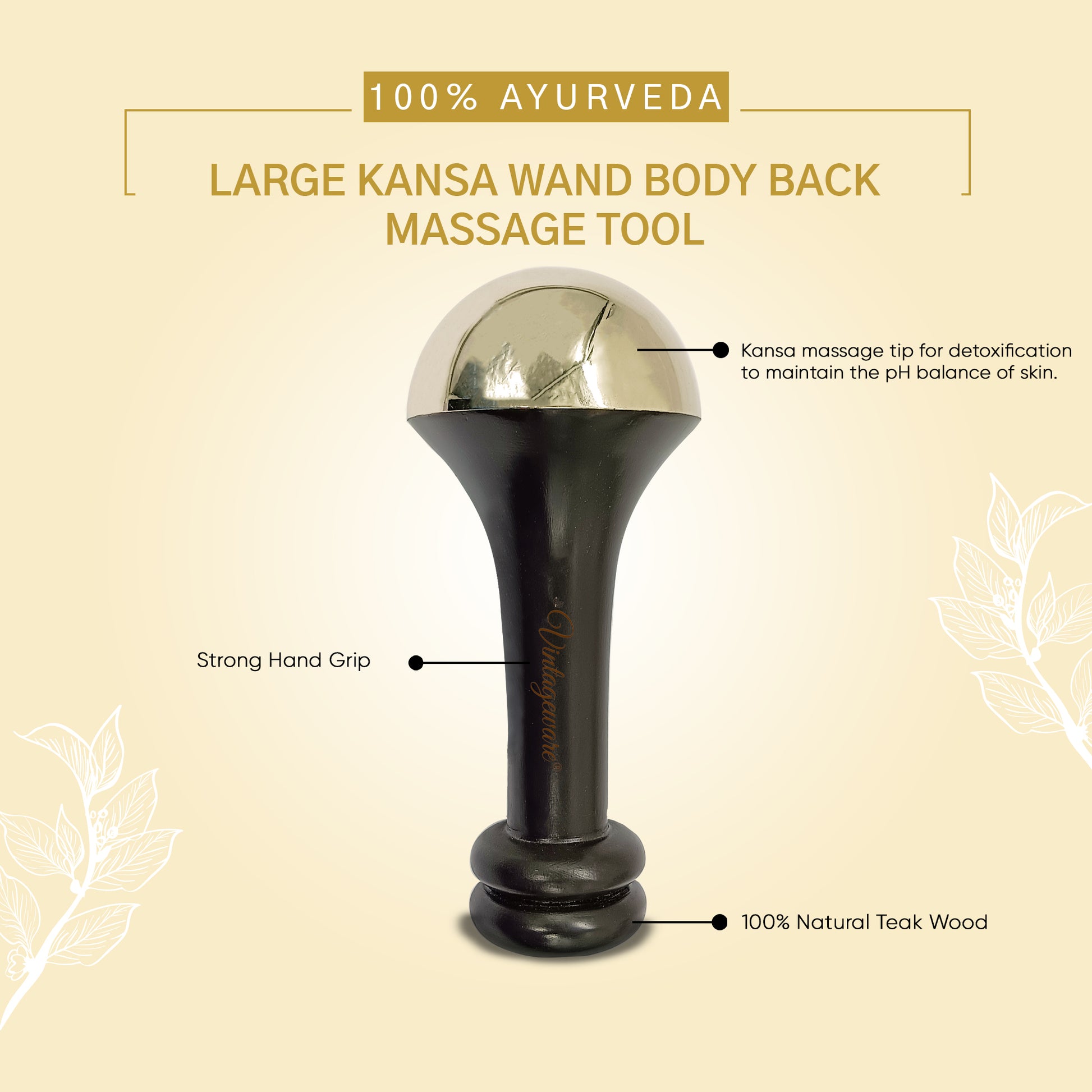 Kansa Wand Back Massager (Dark Brown, Large) - Vintageware