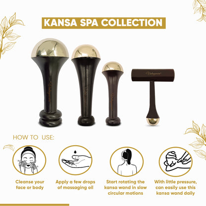 Kansa Wand Face, Body, Back, Foot Massager Set (Dark Brown) - Vintageware