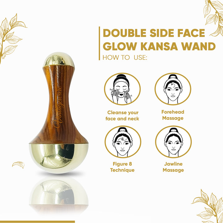 Kansa Wand 2 in 1 Face Massager (Natural Brown, Small) - Vintageware