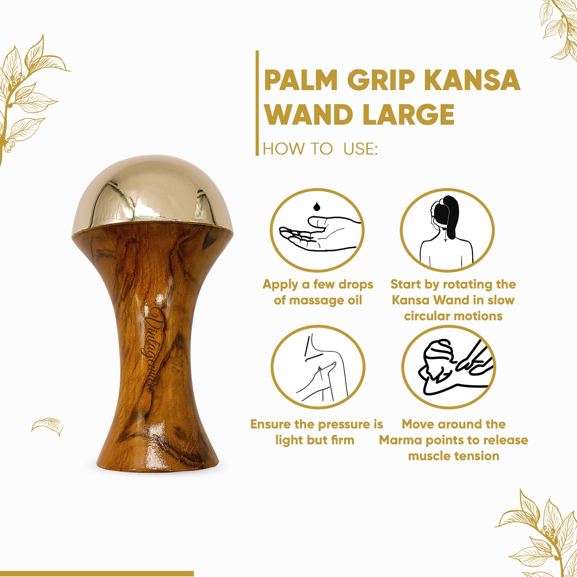 Kansa Wand Face Massager (Natural Brown, Large) - Vintageware