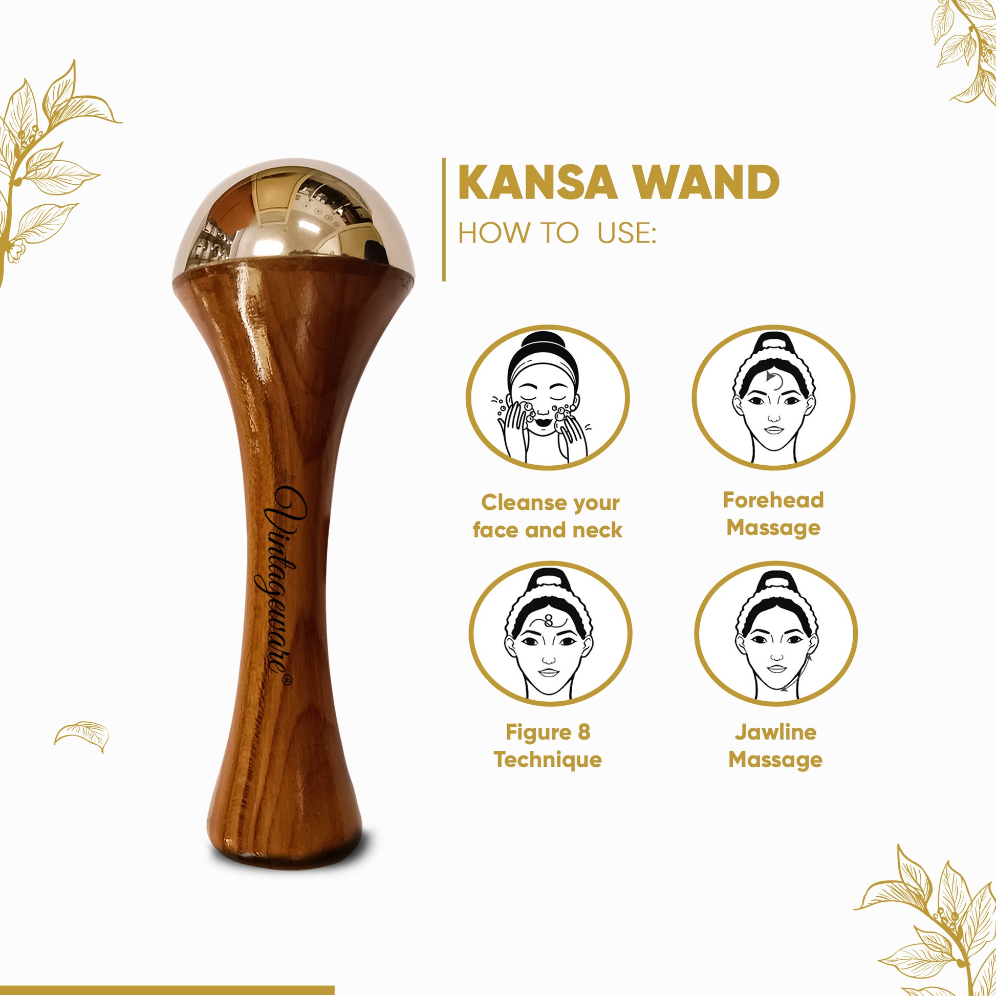 Kansa Wand Face Massager (Flat Base) - Vintageware