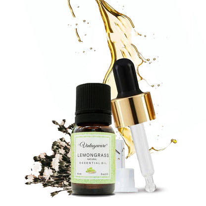 Vintageware® Lemongrass Essential Oil – 100% Pure & Natural Aroma Oil for Diffuser, Stress Relief, Skin Care & Sleep | Aromatherapy Grade, 15ml
