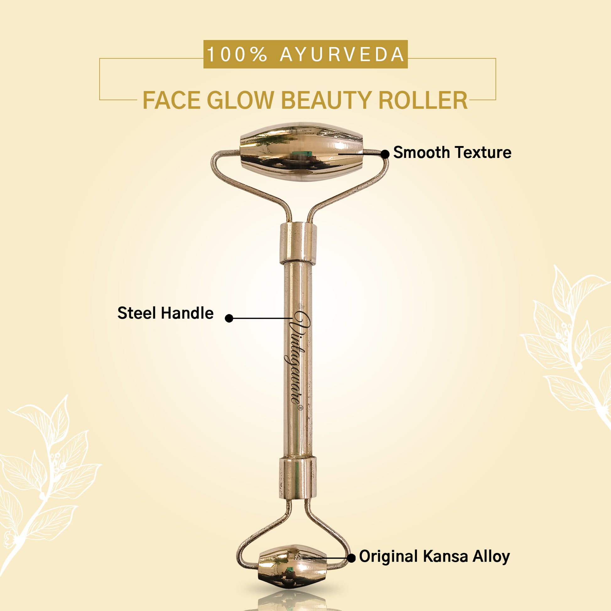 Kansa Face Roller Scraping With Steel Handle - Vintageware