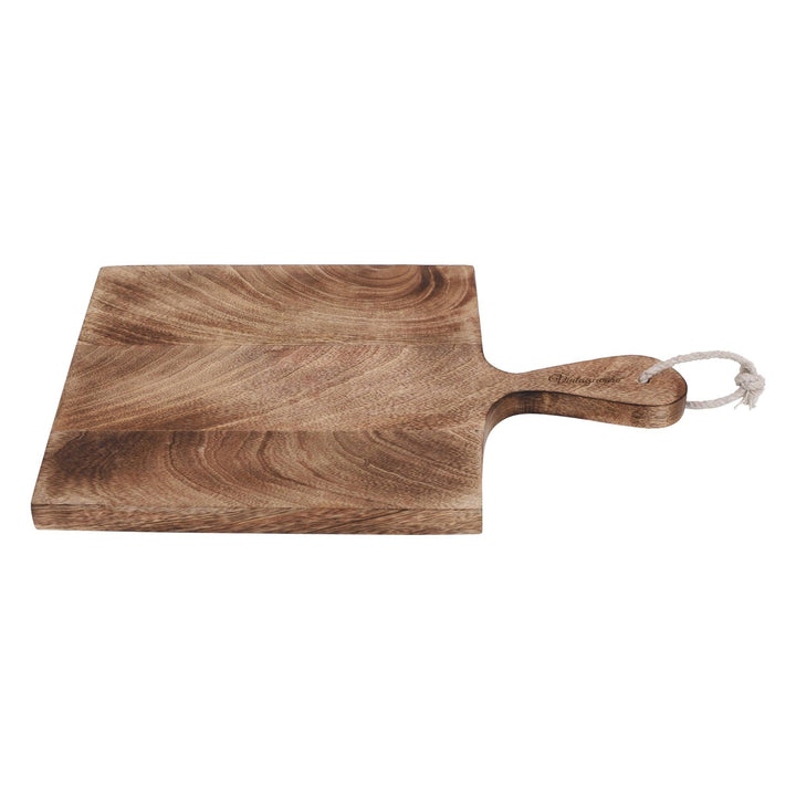 Handcrafted Rectangular Shape Wooden Chopping Board With Handle (15 Inch) - Vintageware