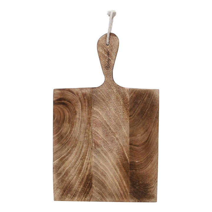 Handcrafted Rectangular Shape Wooden Chopping Board With Handle (15 Inch) - Vintageware