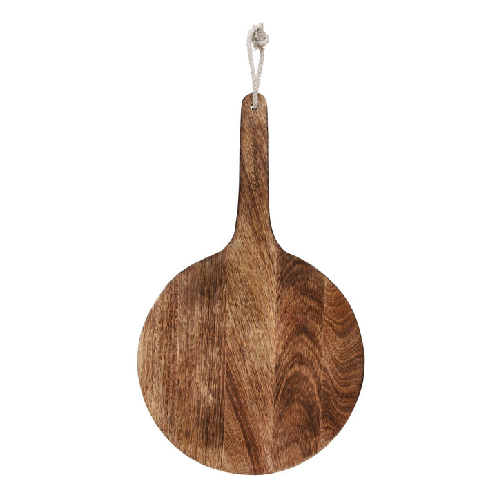 Handcrafted Round Shape Wooden Chopping Board With Handle - Vintageware