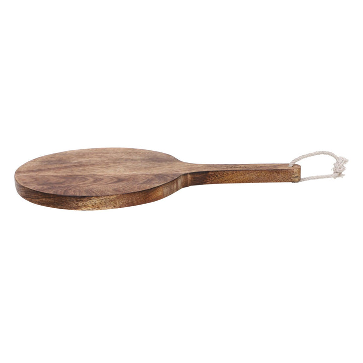 Handcrafted Round Shape Wooden Chopping Board With Handle - Vintageware