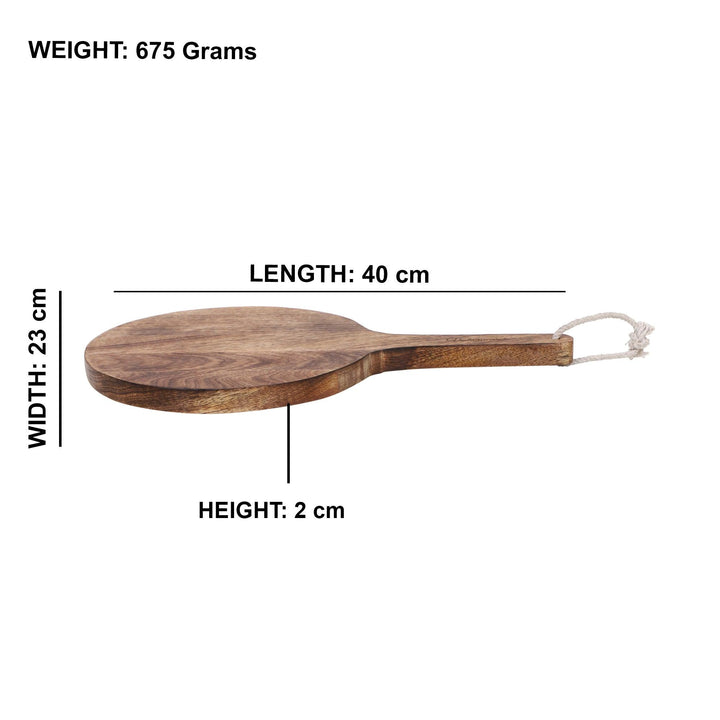 Handcrafted Round Shape Wooden Chopping Board With Handle - Vintageware