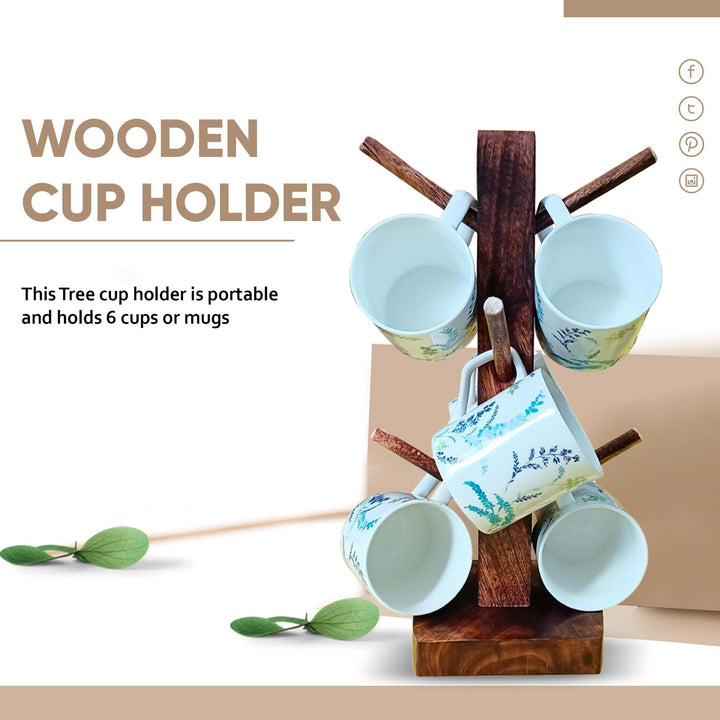 Handcrafted Tree Shape Mug Cup Holder Stand - Vintageware