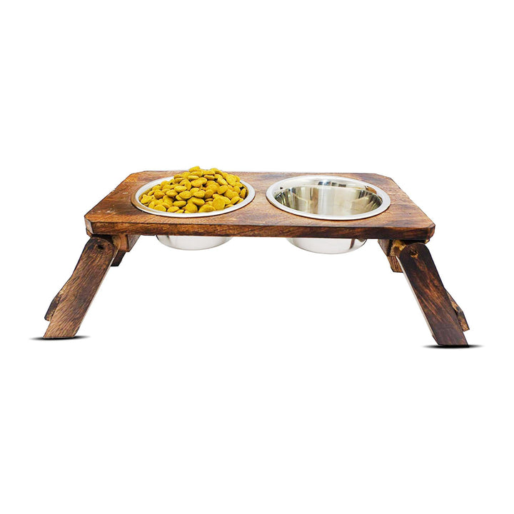Wooden Dog Feeding Stand With 2 Stainless Steel 1500 ML (Large) - Vintageware