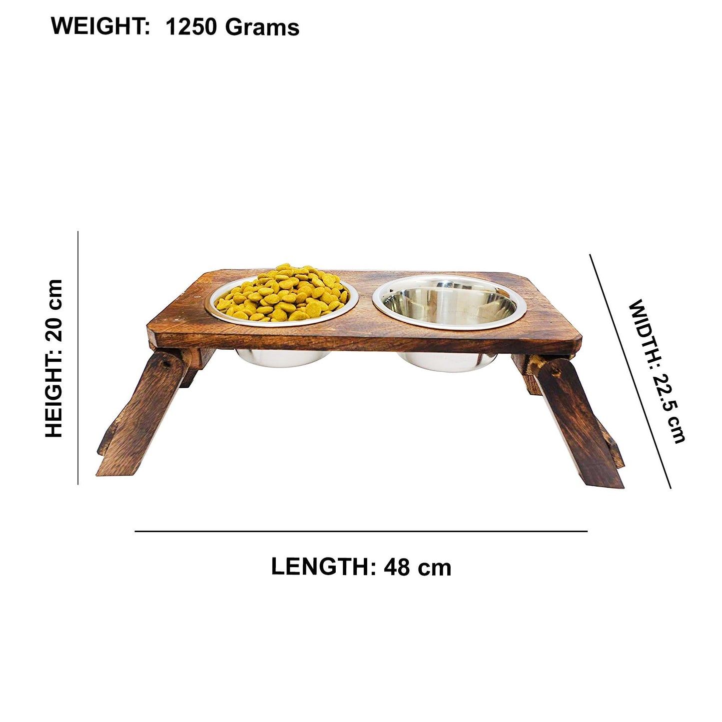 Wooden Dog Feeding Stand With 2 Stainless Steel 1500 ML (Large) - Vintageware