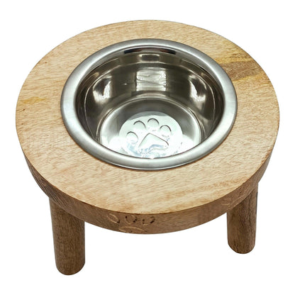 Wooden Dog Feeder Stand With 1 Stainless Steel Bowl 900 ML (XTRA-Small) - Vintageware