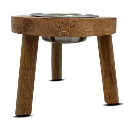 Wooden Dog Feeder Stand With 1 Stainless Steel Bowl 900 ML (XTRA-Small) - Vintageware