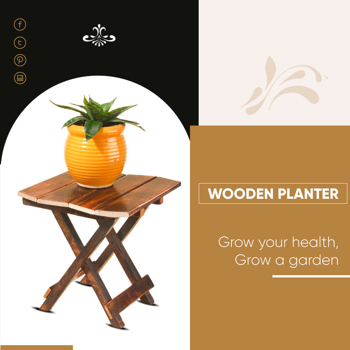 Multipurpose Wooden Foldable Planter Stand - Vintageware