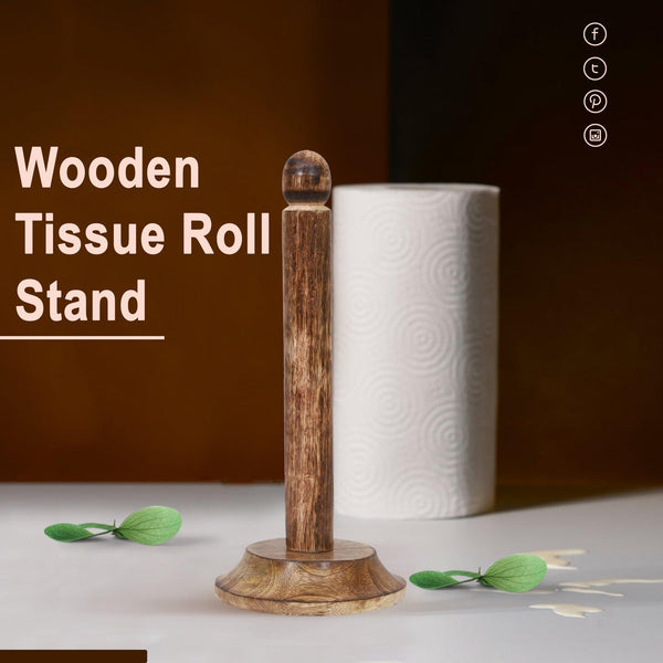 Wooden Tissue Roll Stand (Round Top)