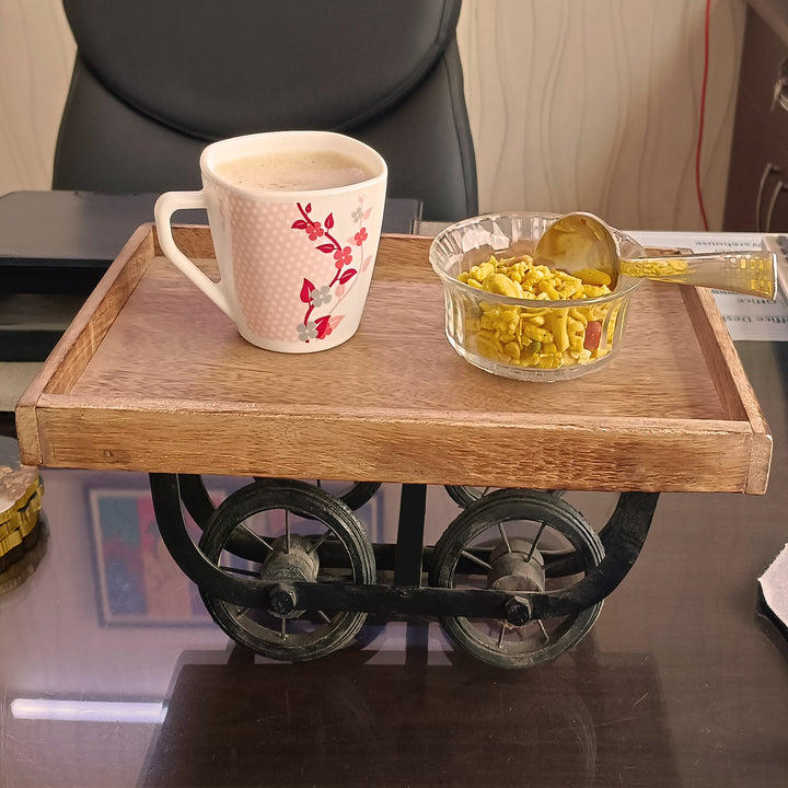 Handcrafted Serving Platter Trolley And Snack Tray - Vintageware