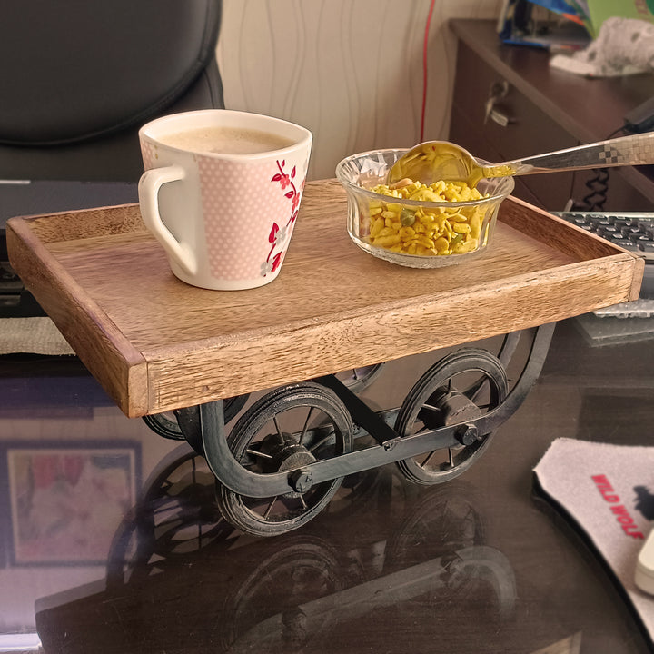 Handcrafted Serving Platter Trolley And Snack Tray - Vintageware