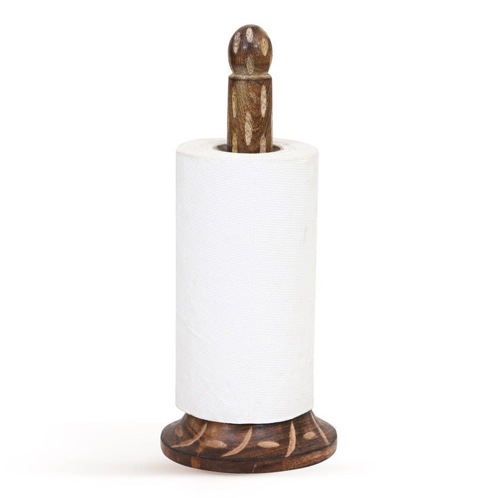 Wooden Kitchen Tissue Paper Roll Holder Stand (Tribal Ellipsis) - Vintageware