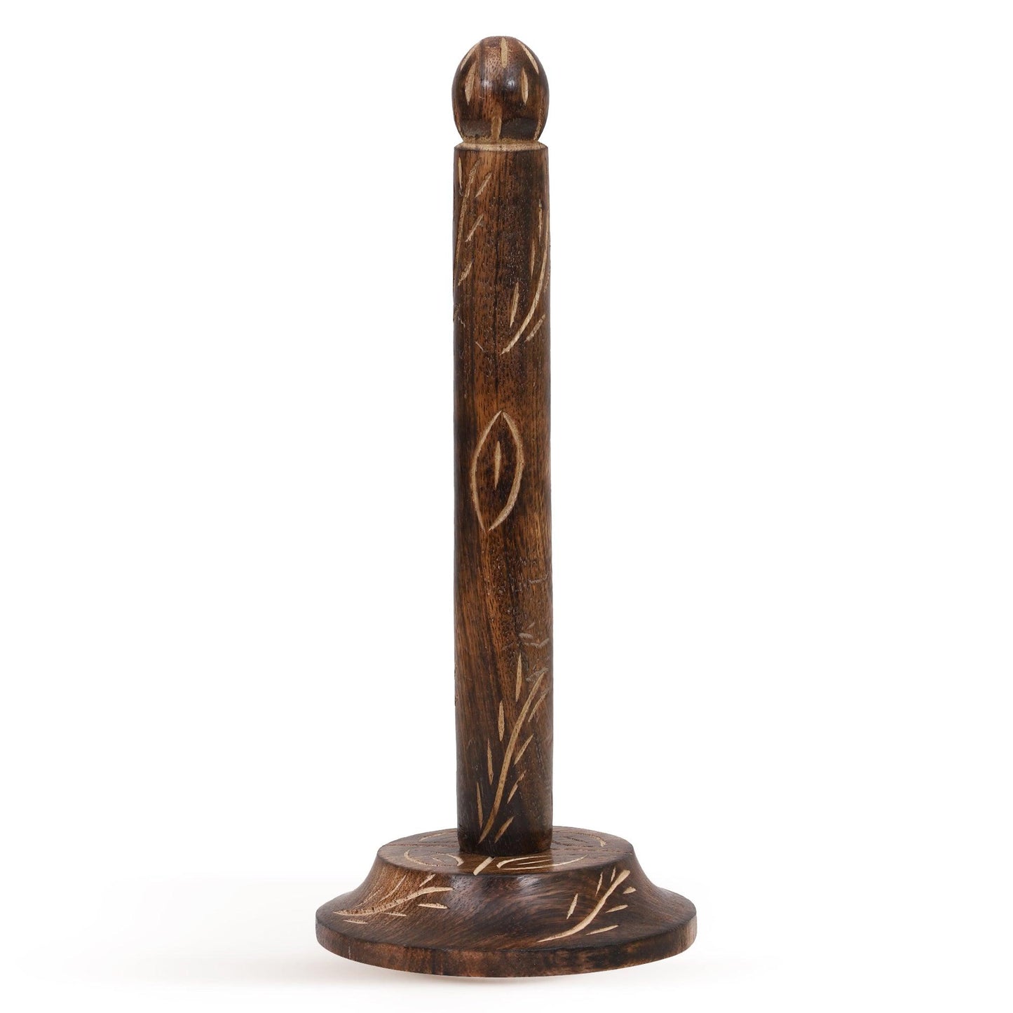 Wooden Kitchen Tissue Paper Roll Holder Stand (Tribal Leaf) - Vintageware