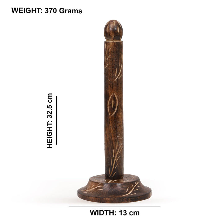 Wooden Kitchen Tissue Paper Roll Holder Stand (Tribal Leaf) - Vintageware