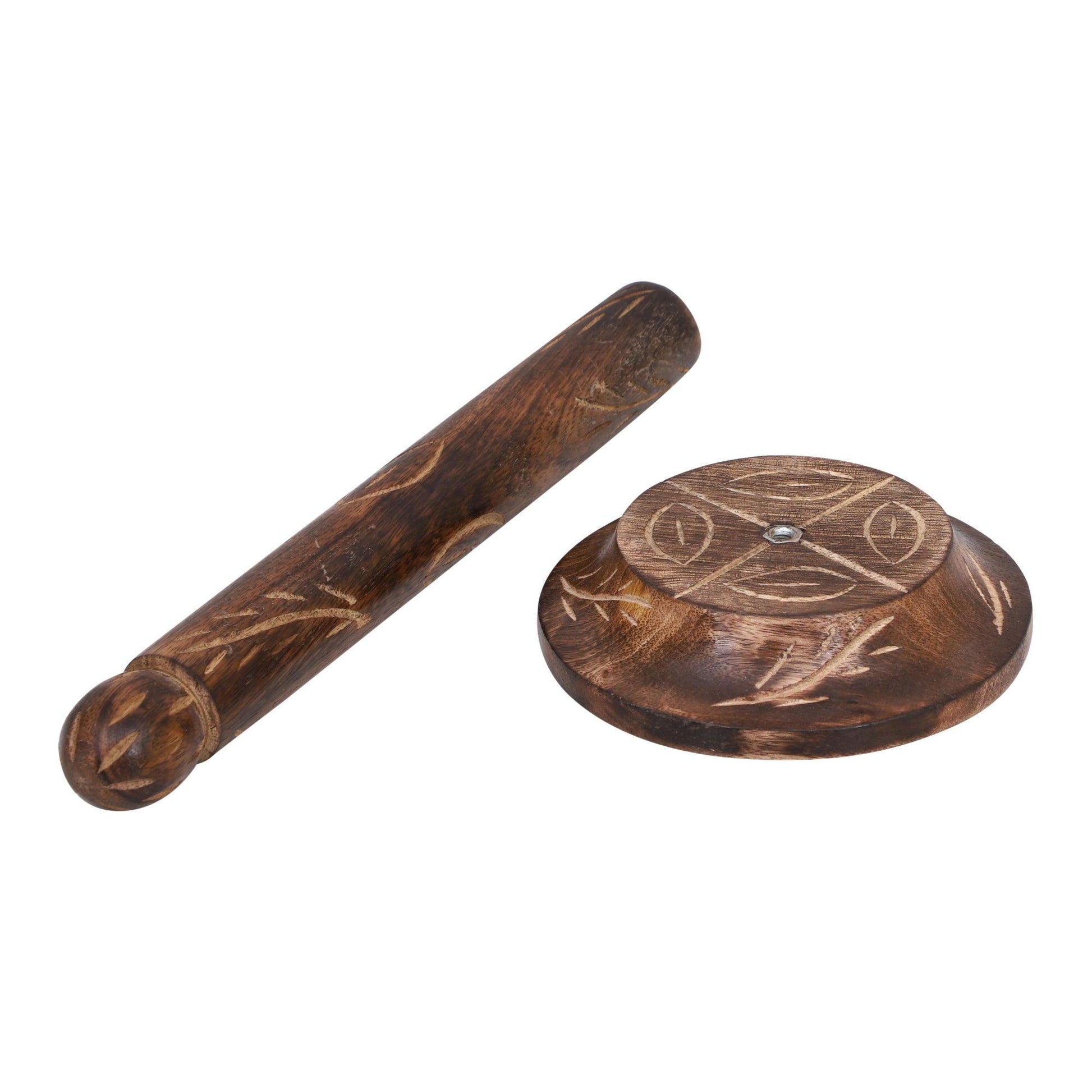 Wooden Kitchen Tissue Paper Roll Holder Stand (Tribal Leaf) - Vintageware