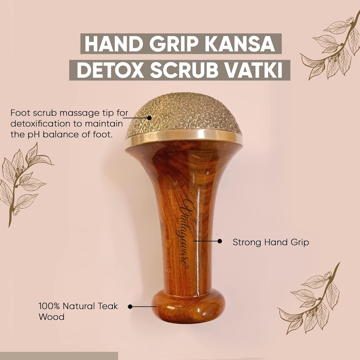 Ayurvedic Kansa Vatki foot massager with teak handle