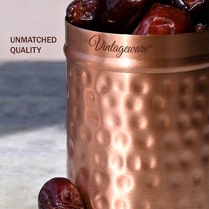 Copper container with airtight lid for grains and spices