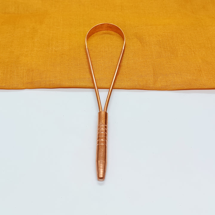 Pure copper tongue scraper for oral hygiene