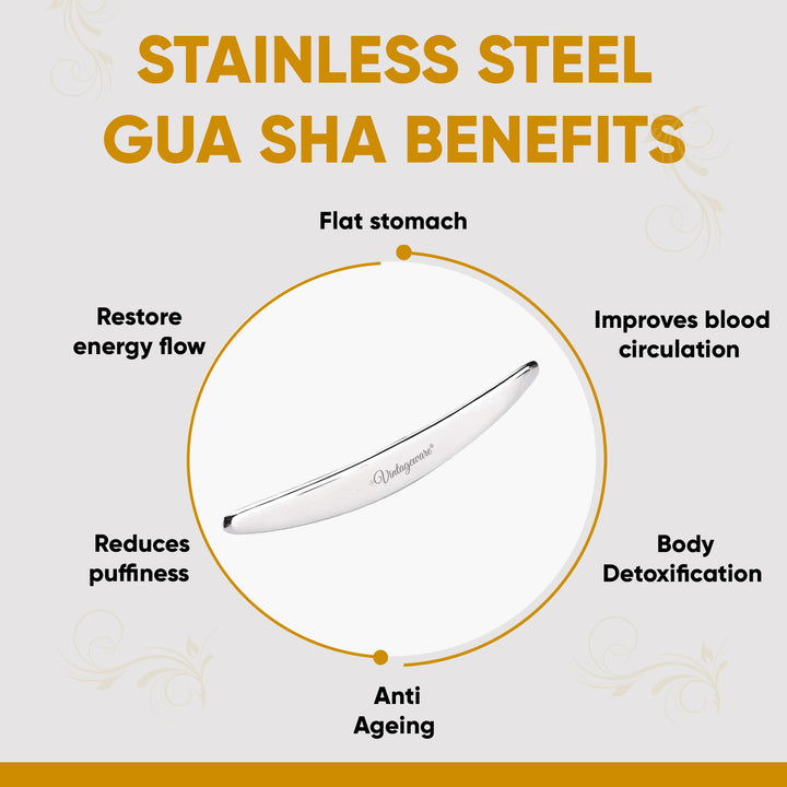 Radiant Skin with Steel Gua Sha Massage Tool for Face (Curve Shape) - Vintageware