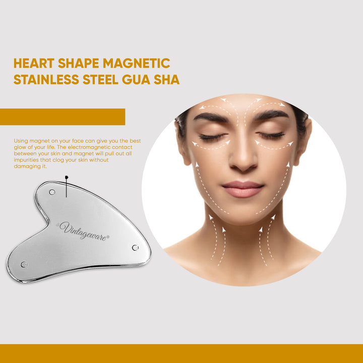 Magnetic Stainless Steel Gua Sha Face Massager (Heart Shape) - Vintageware
