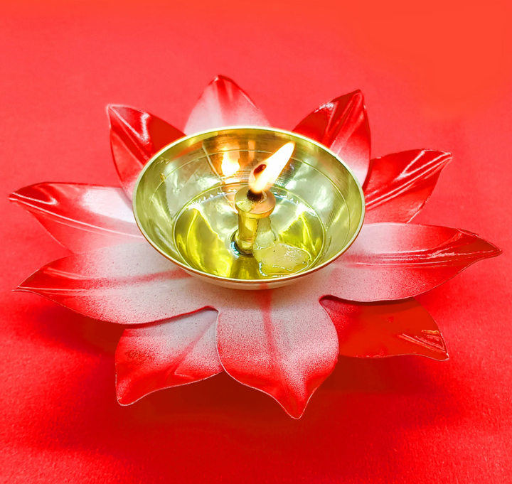 Brass Lotus Diya For Puja - Vintageware