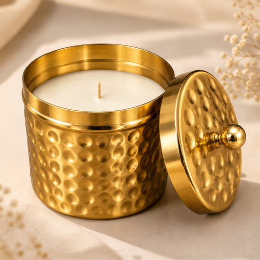 Scented Candle Jar with Lid – Vintageware® Soy Wax Candle in Brass Finish Jar