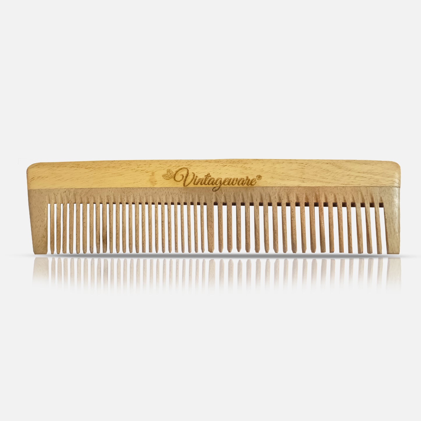 Dual Tooth Lilly Neem Wood Comb - Vintageware