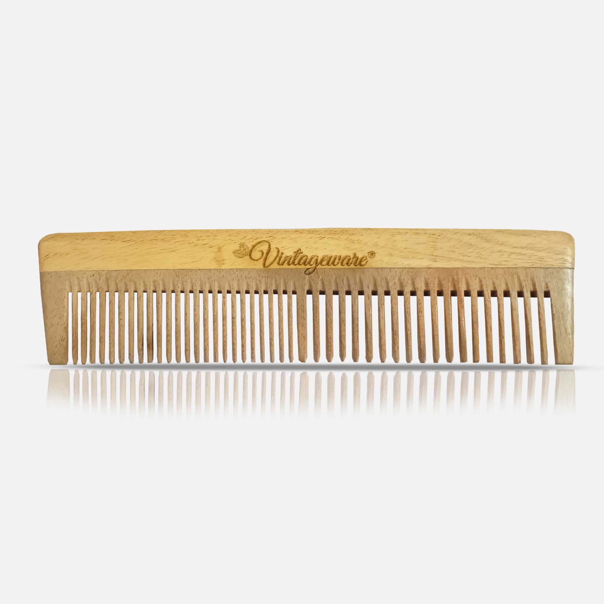 Dual Tooth Lilly Neem Wood Comb - Vintageware