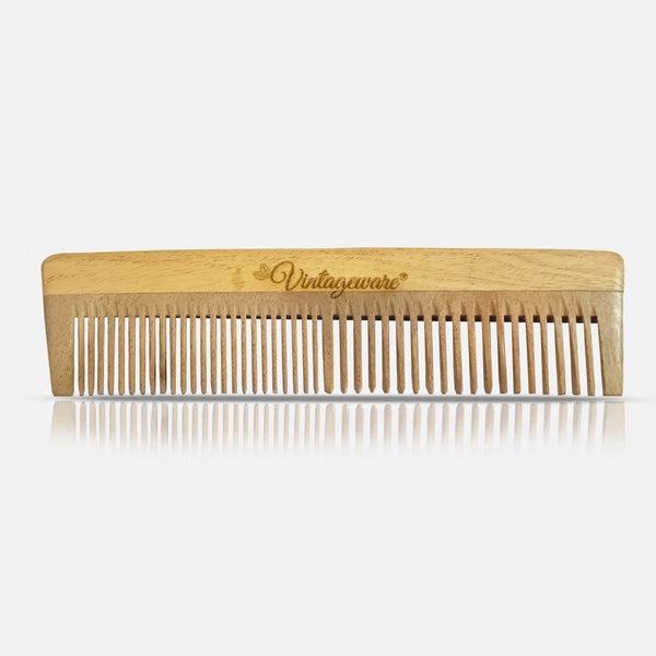 Dual Tooth Lilly Neem Wood Comb - Vintageware