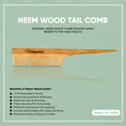 Neem Wood Tail Comb - Vintageware