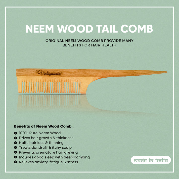 Neem Wood Tail Comb - Vintageware
