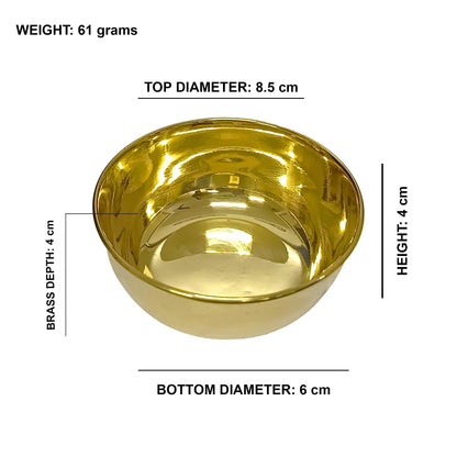 Pure Brass Plain Design Bowl (Katori, Set of 6) - Vintageware