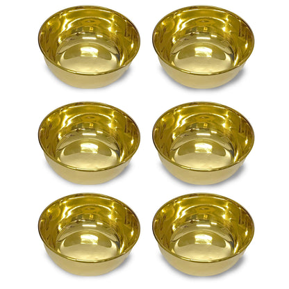 Pure Brass Plain Design Bowl (Katori, Set of 6) - Vintageware
