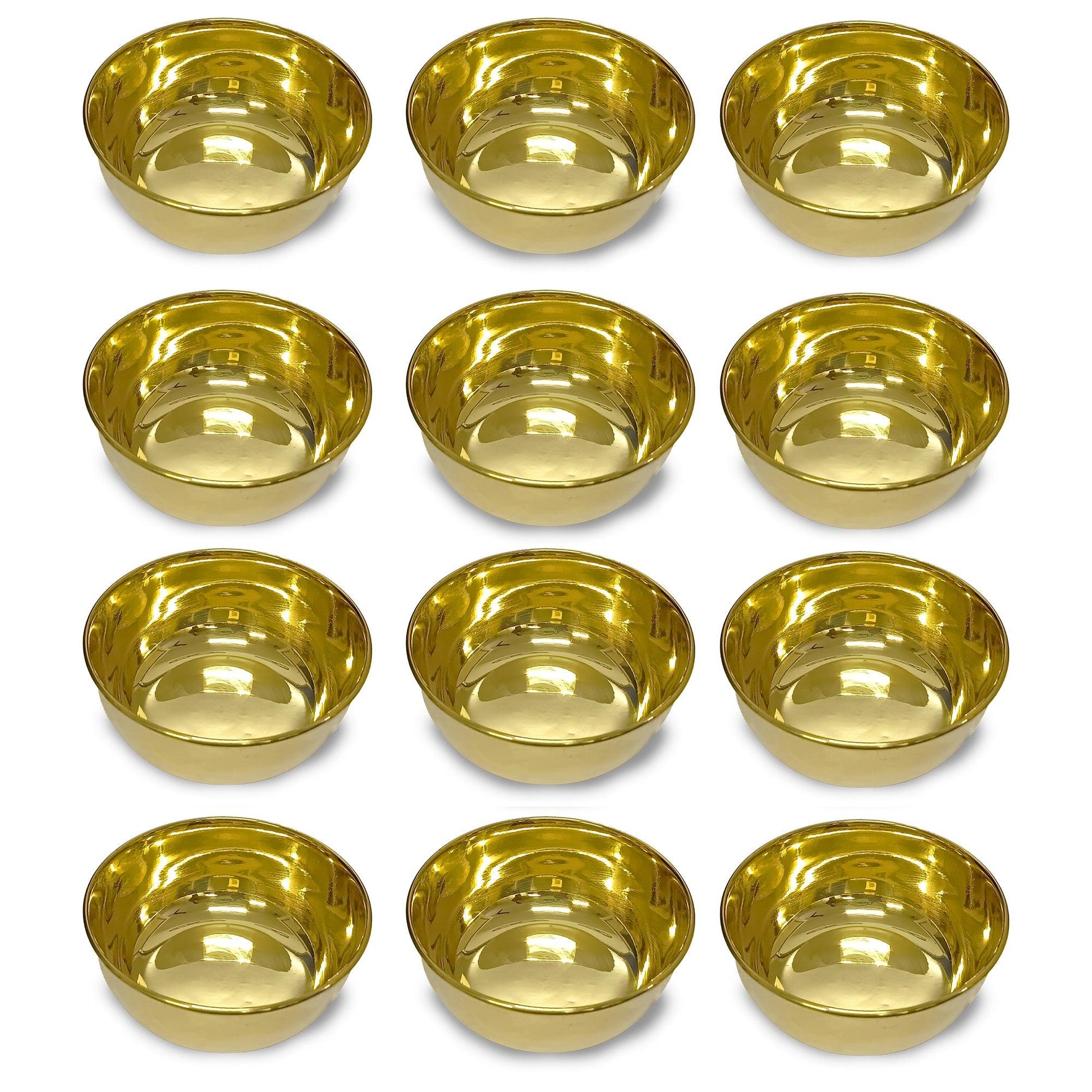 Pure Brass Plain Design Bowl (Katori, Set of 12) - Vintageware