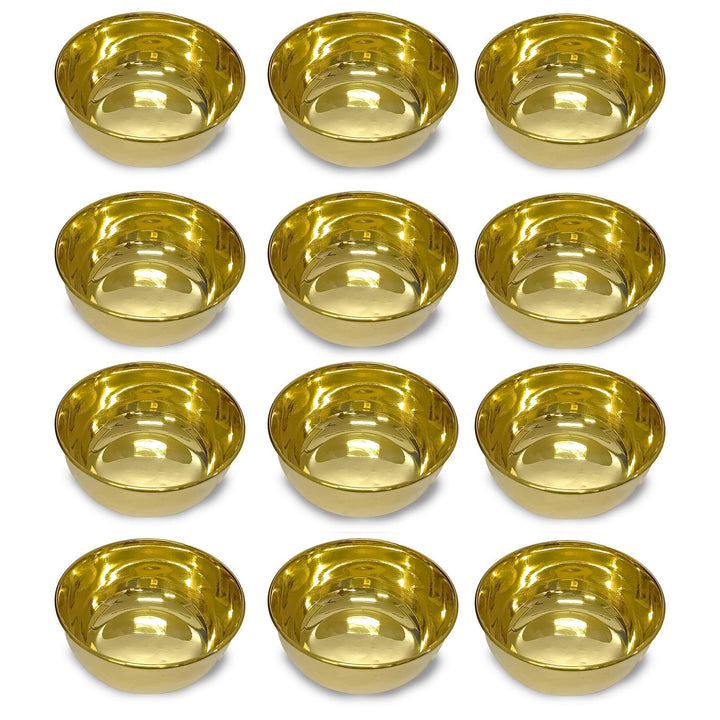 Pure Brass Plain Design Bowl (Katori, Set of 12) - Vintageware