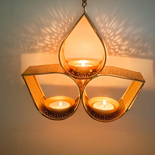 Hanging Metal Tealight Candle Holders Golden - Vintageware