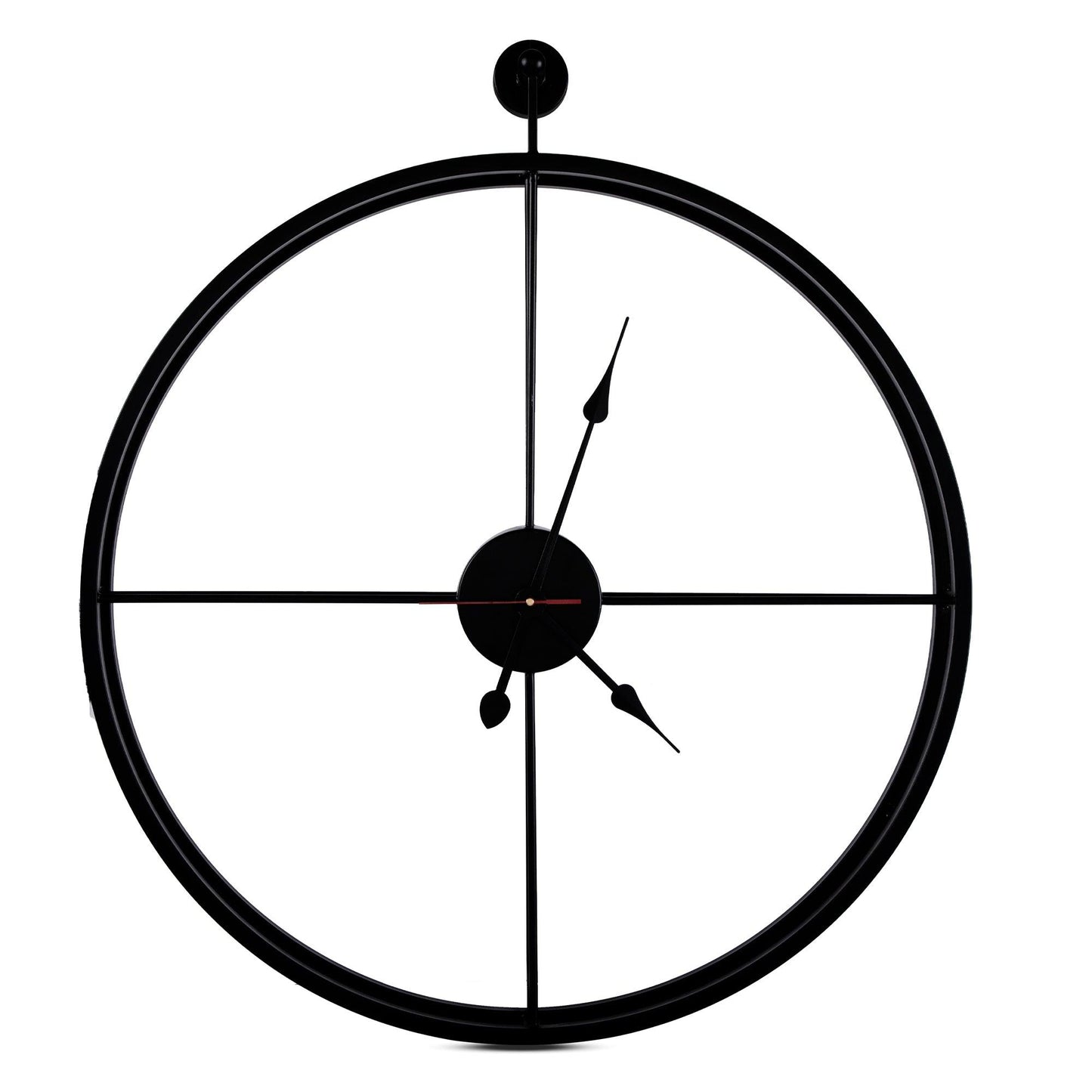 Handcrafted Double Frame Metal Wall Clock (24 Inch, Black) - Vintageware