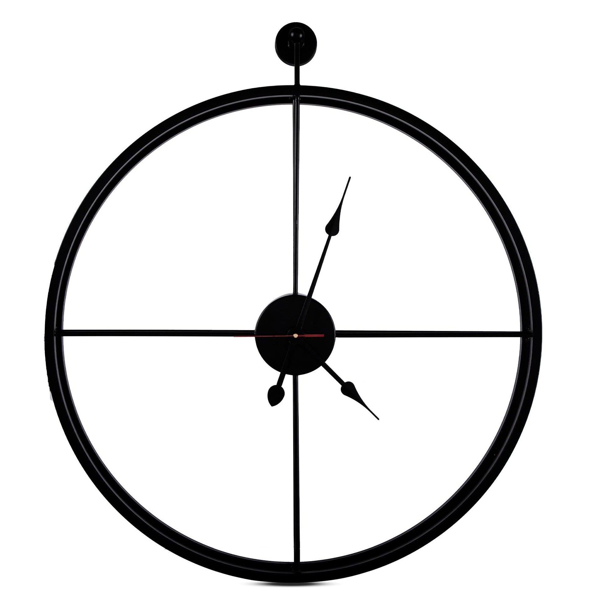 Handcrafted Double Frame Metal Wall Clock (24 Inch, Black) - Vintageware