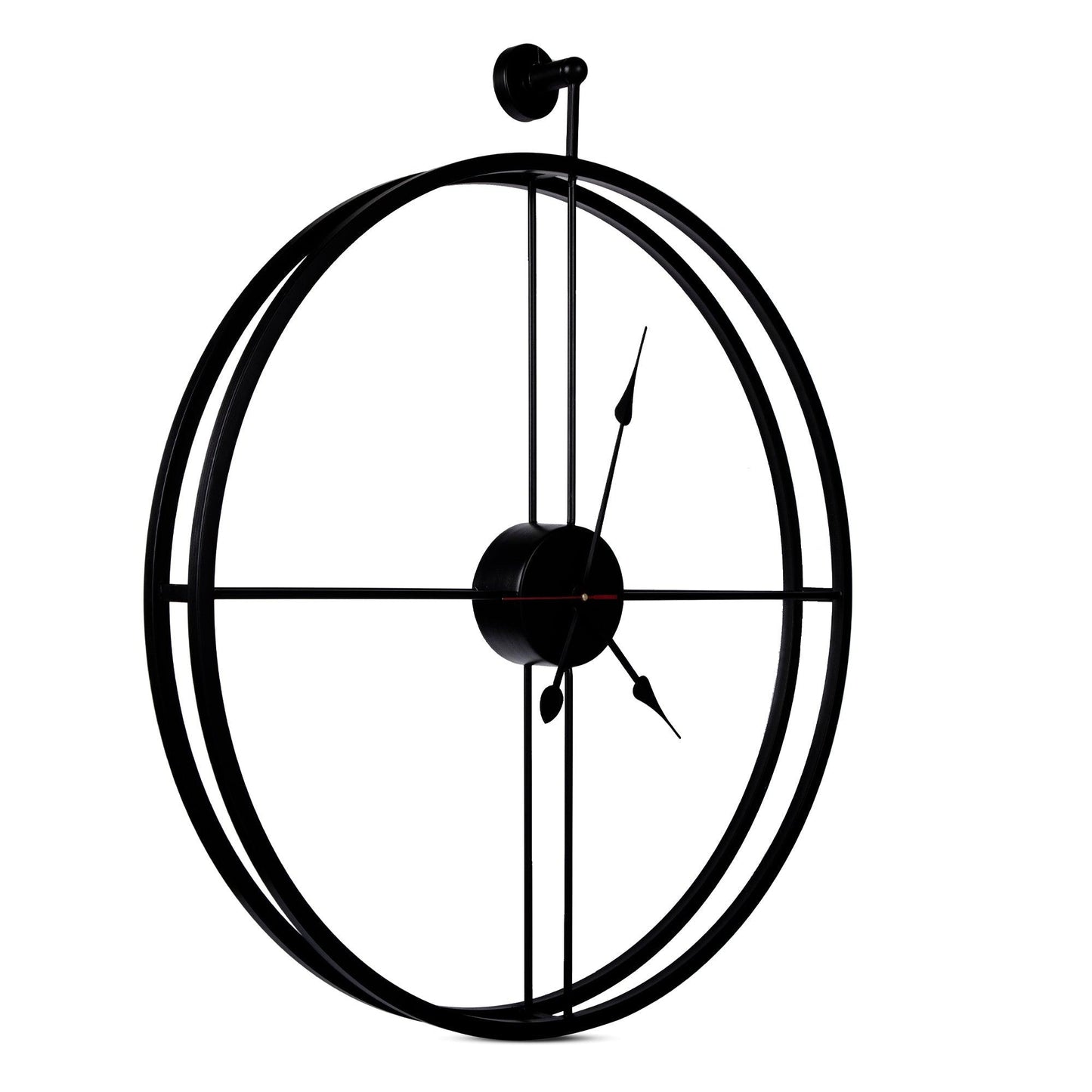 Handcrafted Double Frame Metal Wall Clock (24 Inch, Black) - Vintageware